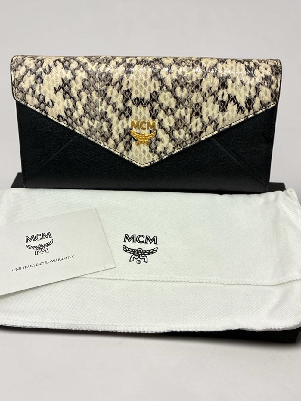 Rare limited edition MCM Colorblock Leather & Python snakeskin wallet